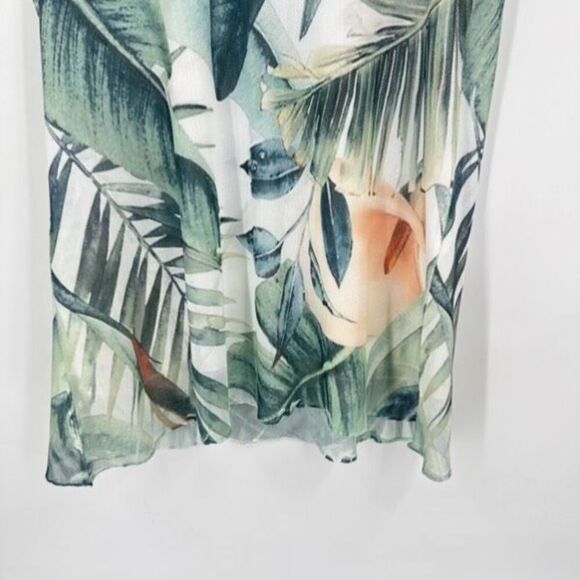 NWT Clotheshead Layered Mesh Sleeveless Tropical Floral Top Small White Green - Picture 8 of 12